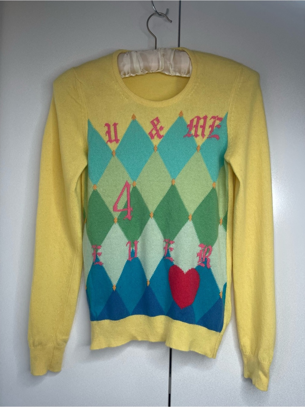 Vintage Ballantyne Scotland 100% Cashmere Argyle Sweater U & Me 4 Eve